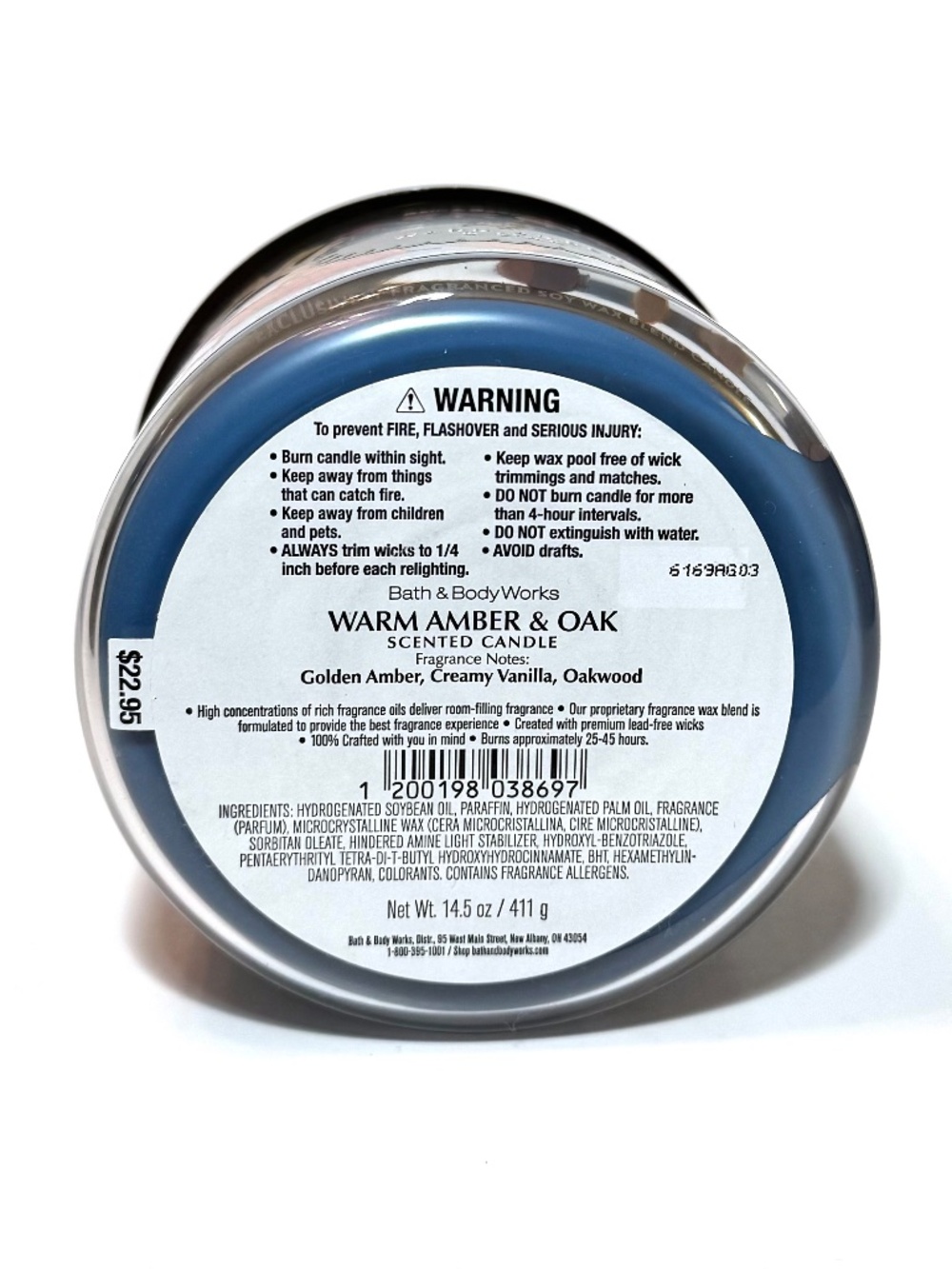 WARM AMBER & OAK 3-Wick Candle - Picture 3 of 3